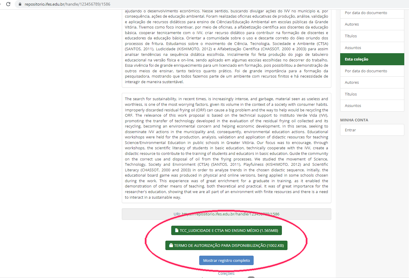 Citações em documentos ptcc